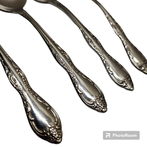 *M5 Onieda silverwear 6" teaspoons Bourbon style pattern set of 4 - Picture 4 of 9